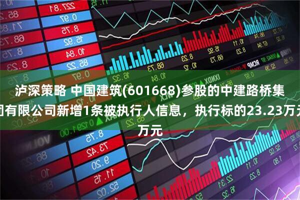 泸深策略 中国建筑(601668)参股的中建路桥集团有限公司新增1条被执行人信息，执行标的23.23万元